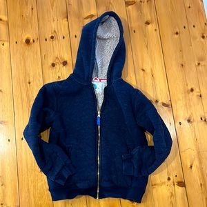Borg-lined zip up blue hoodie